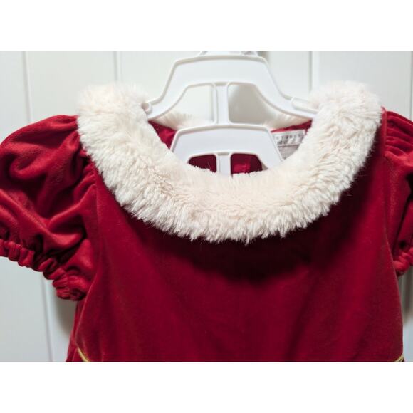 Max Studio Girl's Toddler 3T Holiday Christmas Red Velour Winter Dress Faux Fur - Picture 4 of 6